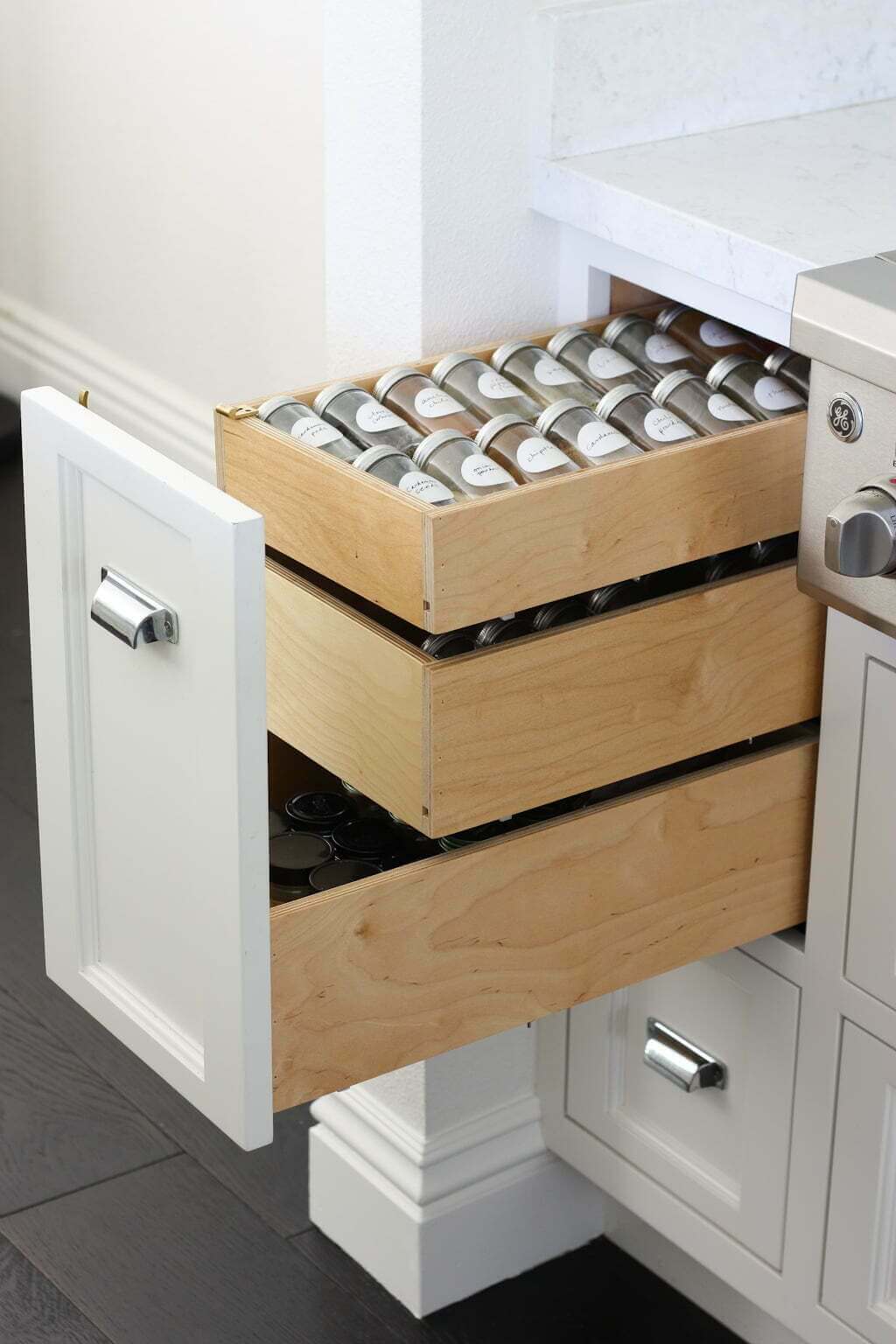 Pull Out Spice Rack Cabinet Drawer - The Brain & The Brawn